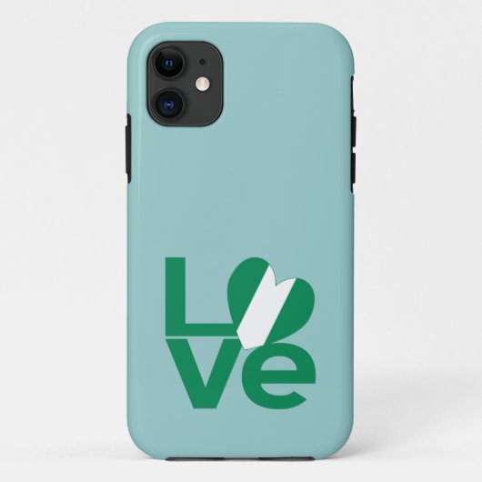 ナイジェリアの緑の愛ハート旗 Case-Mate iPhoneケース (裏面)