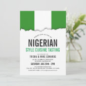 ナイジェリアをテーマにした料理|パーティーフラグ招待状白 招待状 (スタンド正面)