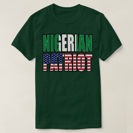 ナイジェリアアメリカンプライド伝統国旗 Tシャツ (デザイン正面)