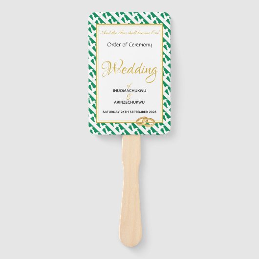 ナイジェリアクリスチャン結婚式 プログラムカスタム ハンドファン (正面)