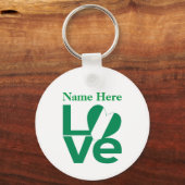 ナイジェリアグリーンLOVEハートパーソナライズされた国旗 キーホルダー (正面)