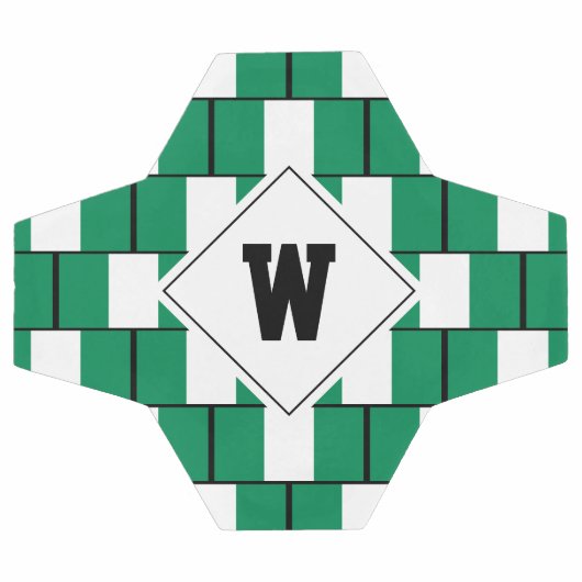 ナイジェリアスタイリッシュ国旗のモノグラムのサッカーボール サッカーボール (フラット)