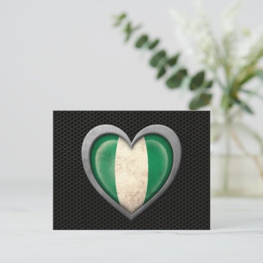 ナイジェリアハート旗鋼メッシュ効果 ポストカード (スタンド正面)