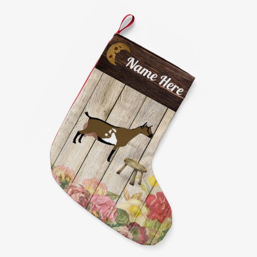 ナイジェリアパーソナライズされた·ドワーフ·ヤギ·ファーム スモールクリスマスストッキング (正面 (吊り時))