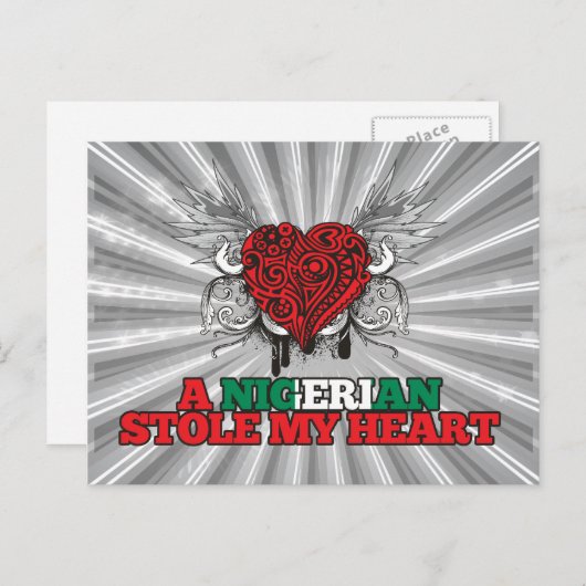 ナイジェリア人が私のハートを盗んだ ポストカード (正面/裏面)