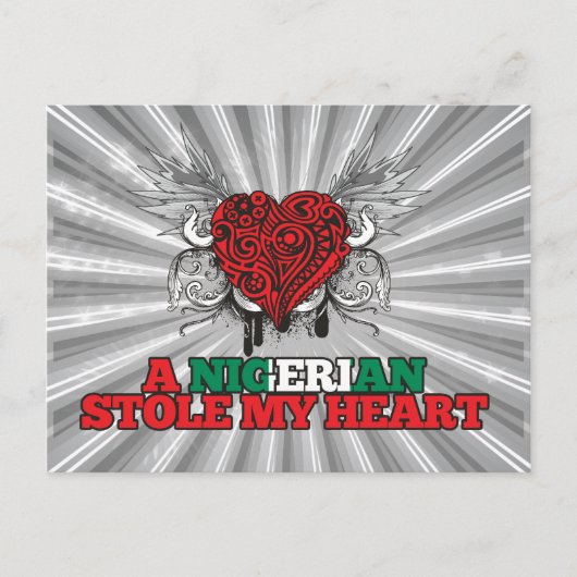 ナイジェリア人が私のハートを盗んだ ポストカード (正面)