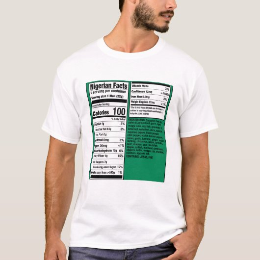 ナイジェリア人男性の事実 - 栄養価 Tシャツ (正面)