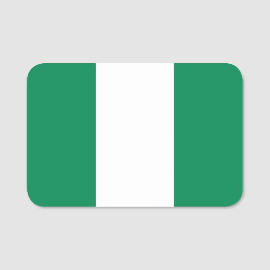 ナイジェリア国旗が付いた愛国的な名前タグ 名札 (正面)