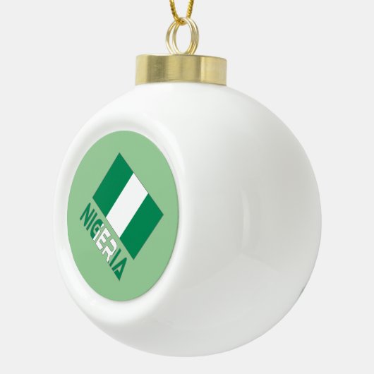 ナイジェリア国旗とナイジェリア セラミックボールオーナメント (右)