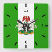 ナイジェリア国旗のコート スクエア壁時計 (正面)