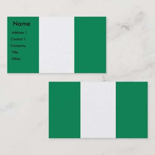 ナイジェリア国旗を掲げた名刺 名刺 (正面/裏面)