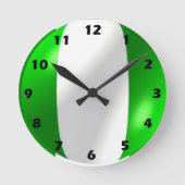 ナイジェリア国旗デザイン ラウンド壁時計 (正面)