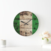 ナイジェリア旧木目に関する国旗 ラージ壁時計 (ホーム)