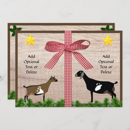 ナイジェリア素朴とヌビアのヤギのクリスマス挨拶 シーズンカード (正面/裏面)