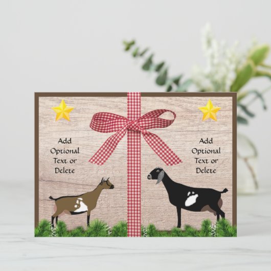 ナイジェリア素朴とヌビアのヤギのクリスマス挨拶 シーズンカード (スタンド正面)