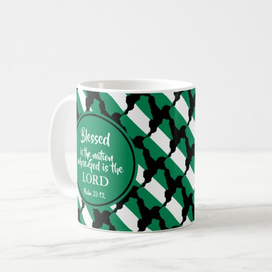 ナイジェリア賛美ナイジャナショナルモノグラムクリスチャン コーヒーマグカップ (正面左)