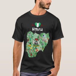 ナイジェリア遺産マップシャツ - ナイジェリアプライドTシャツ Tシャツ