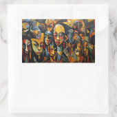 ナイジェリア,ナイジェリア抽象芸術アート,アフリカアート 長方形シール (バッグ)