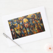 ナイジェリア,ナイジェリア抽象芸術アート,アフリカアート 長方形シール (封筒)