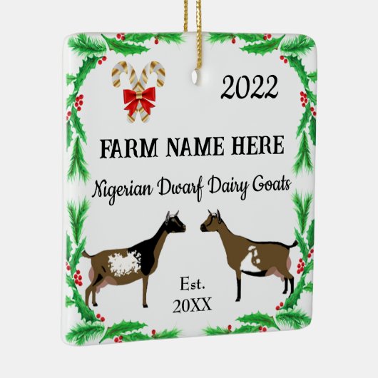 ナイジェリパーソナライズされたア矮乳乳製ヤギのクリスマス セラミックオーナメント (右)