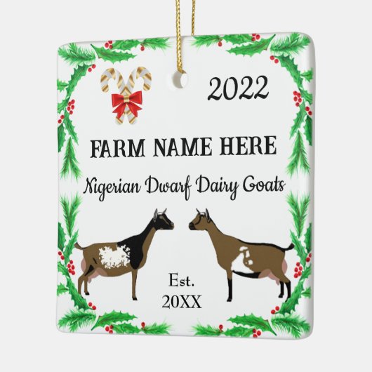 ナイジェリパーソナライズされたア矮乳乳製ヤギのクリスマス セラミックオーナメント (左)