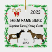 ナイジェリパーソナライズされたア矮乳乳製ヤギのクリスマス セラミックオーナメント (裏面)
