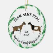 ナイジパーソナライズされたェリア矮乳乳製ヤギ松リース セラミックオーナメント (左)