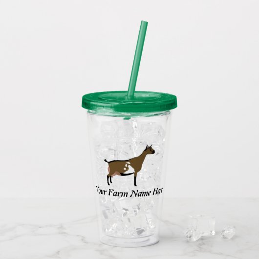 ナイジパーソナライズされたェリア矮乳乳製ヤギ アクリルタンブラー (アイス裏面)