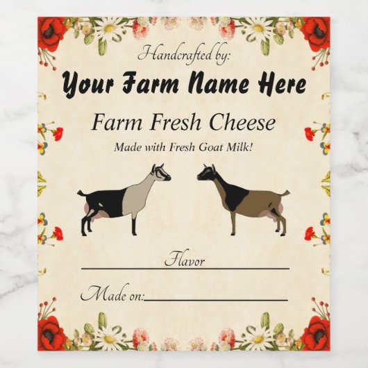 ナイジパーソナライズされたェリア矮性ヤギのチーズラベル ワインラベル (シングルラベル)