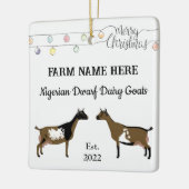 ナイジパーソナライズされたェリア矮性山羊ホワイトクリスマス セラミックオーナメント (左)