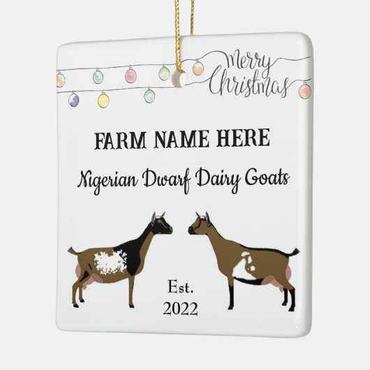 ナイジパーソナライズされたェリア矮性山羊ホワイトクリスマス セラミックオーナメント (左)