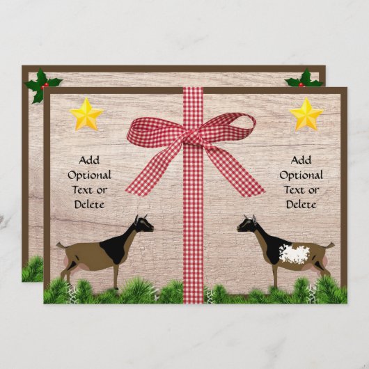 ナイジ素朴ェリア矮性山羊のクリスマスグリーティング シーズンカード (正面/裏面)