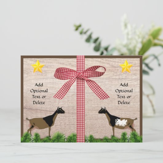 ナイジ素朴ェリア矮性山羊のクリスマスグリーティング シーズンカード (スタンド正面)