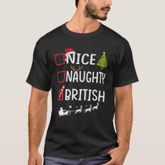 ナイスいけなブリティッシュクリスマスパジャマおもしろいサンタ Tシャツ