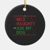 ナイスいけな頼マイドッグおもしろいクリスマスサンタ セラミックオーナメント (正面)