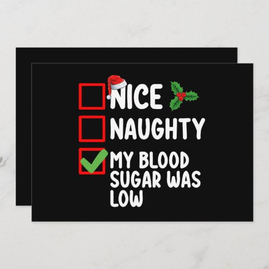 ナイスなうるさい私の血糖値は低かった 糖尿病クリス 招待状 (正面/裏面)