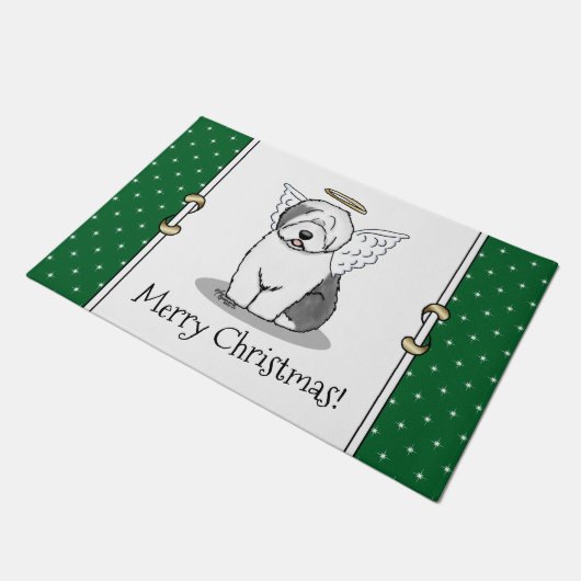 ナイスエンジェル旧英語シェプドッグ(グレー1) – かわいい ドアマット (アングル)