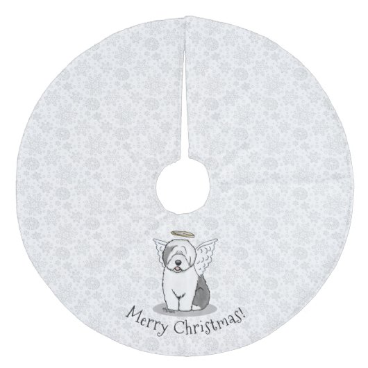 ナイスエンジェル旧英語シェプドッグ(グレー1) – かわいい フリース ツリースカート (正面)