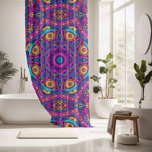 ナイスカラフルマンダラシームレスパターン シャワーカーテン