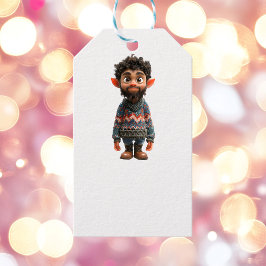 ナイスガイクリスマス小妖精や小人ホワイトギフトラベル ギフトタグ