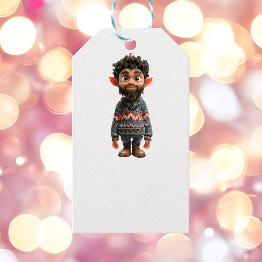 ナイスガイクリスマス小妖精や小人ホワイトギフトラベル ギフトタグ