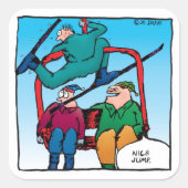 ナイスジャンプ漫画のスキーアステッカー スクエアシール (正面)