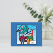 ナイスジャンプ漫画のスキーヤー ポストカード (スタンド正面)