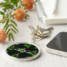 ナイスネームまたは文字ラブリーグリーンリーフイメージ キーホルダー