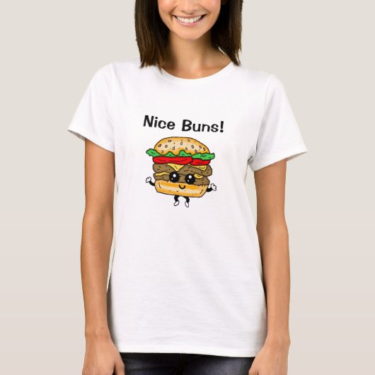 ナイスバンズハンバーガーフードパおもしろいンTシャツ Tシャツ (正面)