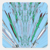 ナイスビューティフルアクアブルー素晴らしいフローラモチーフアート スクエアシール (正面)