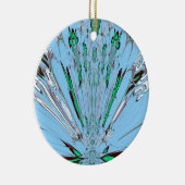 ナイスビューティフルアクアブルー素晴らしいフローラモチーフアート セラミックオーナメント (右)