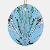 ナイスビューティフルアクアブルー素晴らしいフローラモチーフアート セラミックオーナメント (左)