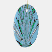 ナイスビューティフルアクアブルー素晴らしいフローラモチーフアート セラミックオーナメント (右)