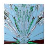 ナイスビューティフルアクアブルー素晴らしいフローラモチーフアート タイル (正面)